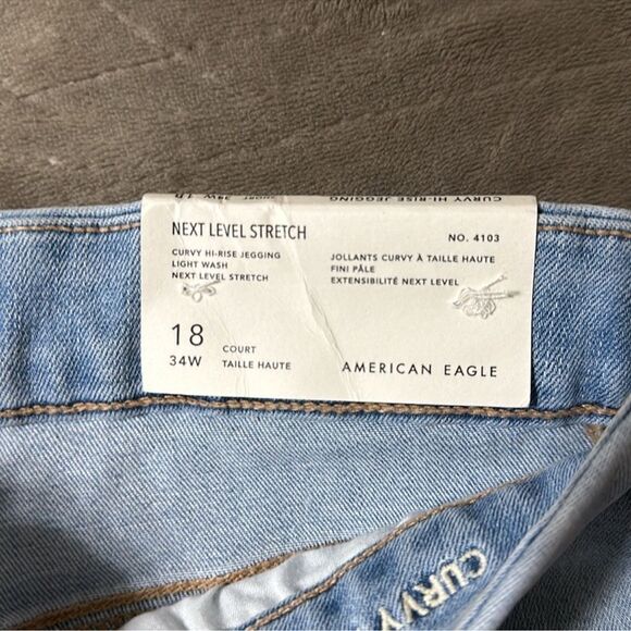 AE 18S Next Level Curvy High Waist Light Vintage Wash Stretch Jeggings - Picture 6 of 13